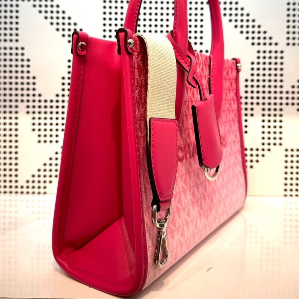 Michael Kors Mirella Small Ombré Signature Logo Crossbody Bag Dragonfruit - Picture 4 of 6